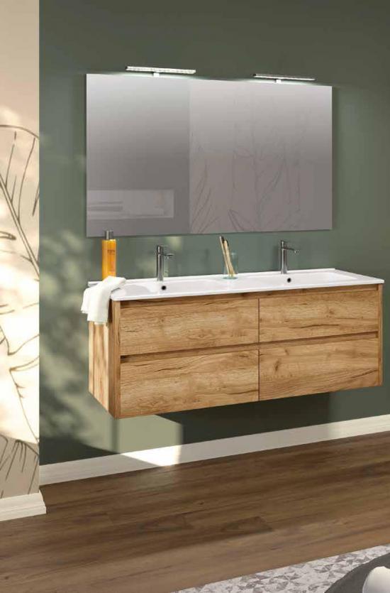ARREDO BAGNO ECOSLIM 121 DUO DOPPIO LAVABO FINITURA LEGNO K003 LEGNO K005 K001 K009