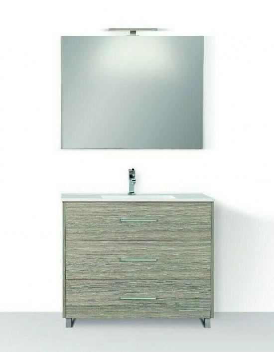 ARREDO BAGNO ECOSLIM 91 A TERRA 3 CASSETTONI FINITURA LEGNO K005