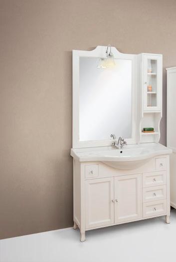 ARREDO BAGNO FIRENZE 105 FRONTALE IN MASSELLO LEGNO FINITURA LACCATO BIANCO