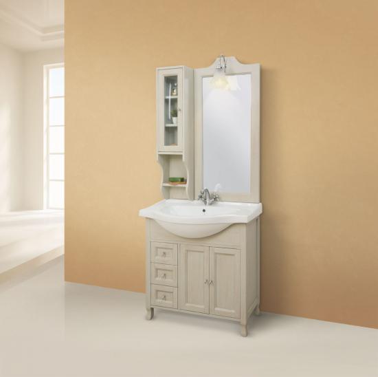 ARREDO BAGNO FIRENZE 85 FRONTALE IN MASSELLO LEGNO ANTICATO BIANCO VENEZIANO