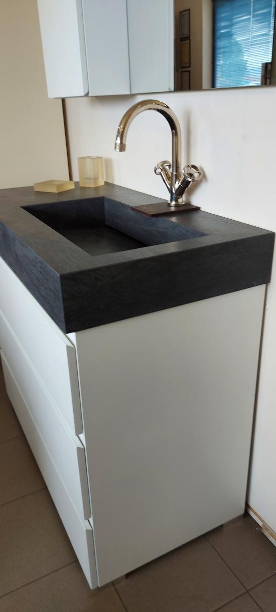 ARREDO BAGNO FREEDOM ARDESIA NERO 100 A TERRA 3 CASSETTONI FINITURA BIANCO OPACO