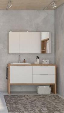 ARREDO BAGNO LAVANDERIA UL12 cm.140 ROVERE  NODATO E GRIGIO LUCE OPACO