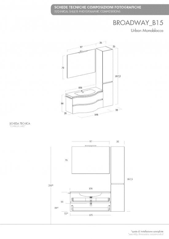 ARREDO BAGNO MOBILE BROADWAY B15 CON COLONNA cm 105+35 TRANCHE ROVERE CHIARO