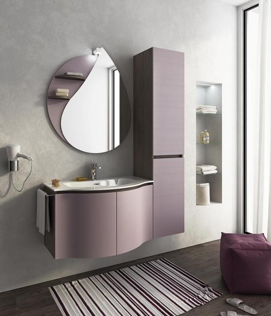 ARREDO BAGNO MOBILE BROADWAY B8 cm.85+35 COLONNA TRANCHE' ROVERE SCURO E GLICINE