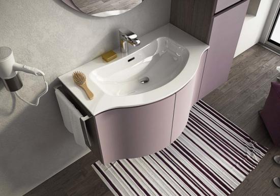 ARREDO BAGNO MOBILE BROADWAY B8 cm.85+35 COLONNA TRANCHE' ROVERE SCURO E GLICINE