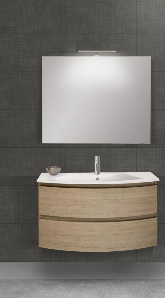ARREDO BAGNO MOBILE CIRCLE 93U GLOBAL TRADE K006 CONSOLLE INTEGRALE CERAMICA E SPECCHIO