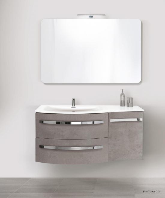 ARREDO BAGNO MOBILE CIRCLE MA110 FINITURE A SCELTA CONSOLLE INTEGRALE RESINA E SPECCHIO