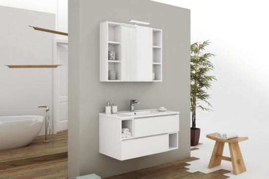ARREDO BAGNO MOBILE CITY 02 cm.90 FINITURA BIANCO LARIX