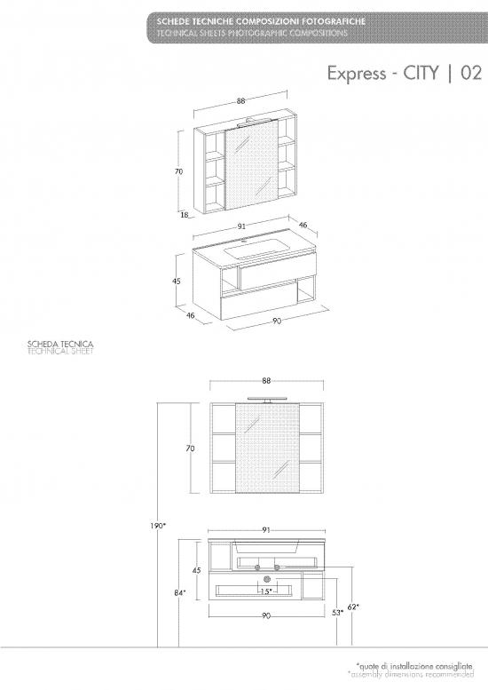 ARREDO BAGNO MOBILE CITY 02 cm.90 FINITURA BIANCO LARIX