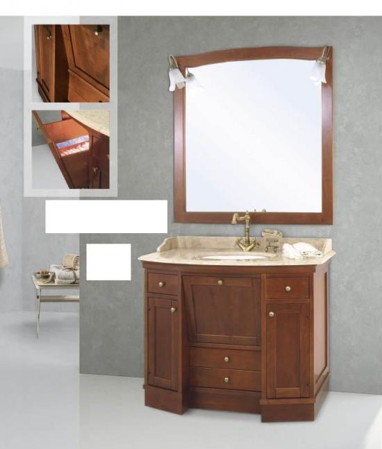 ARREDO BAGNO MOBILE CLASSICO ROMA CM.108X60 LEGNO MASSELLO FINITURA NOCE