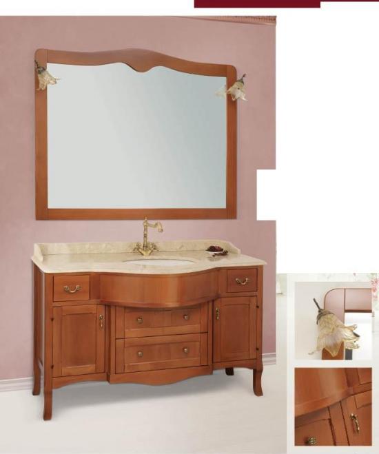 <p>ARREDO BAGNO MOBILE CLASSICO TIVOLI CM.134 LEGNO MASSELLO FINITURA NOCE</p>