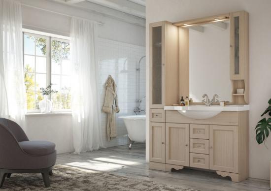 ARREDO BAGNO MOBILE COUNTRY CHIC 04 cm.126 FINITURA LEGNO A SCELTA