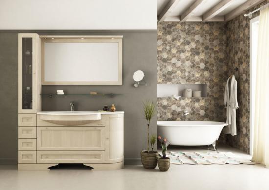 ARREDO BAGNO MOBILE COUNTRY CHIC R207 cm.153 FINITURA LEGNO A SCELTA