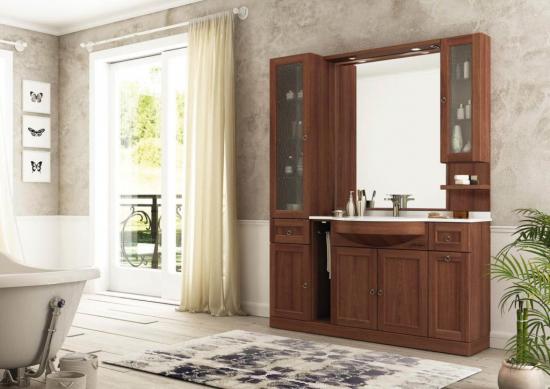 ARREDO BAGNO MOBILE COUNTRY CHIC R208 cm.153 FINITURA LEGNO A SCELTA