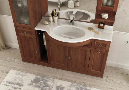 ARREDO BAGNO MOBILE COUNTRY CHIC R208 cm.153 FINITURA LEGNO A SCELTA