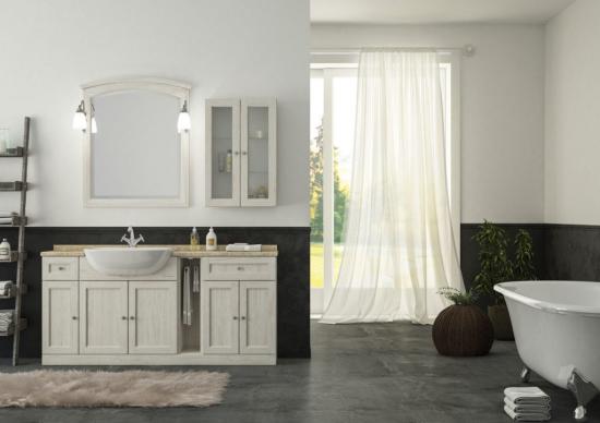 ARREDO BAGNO MOBILE COUNTRY CHIC R210 cm.173 FINITURA DECAPE A SCELTA