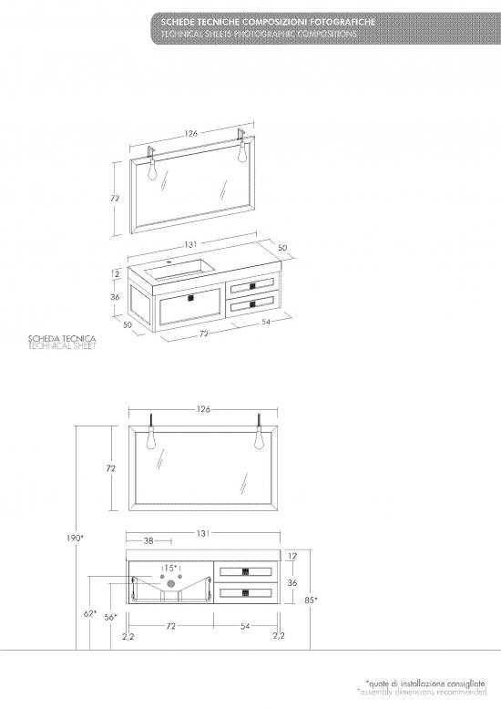 ARREDO BAGNO MOBILE COUNTRY CHIC R211 cm.131 FINITURA A PORO APERTO A SCELTA