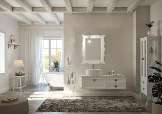 ARREDO BAGNO MOBILE COUNTRY CHIC R212 cm.131 FINITURA A PORO APERTO A SCELTA