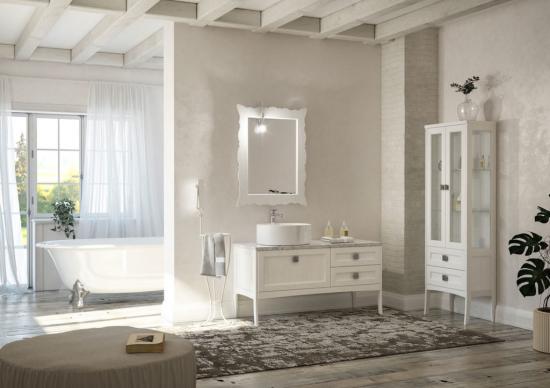 ARREDO BAGNO MOBILE COUNTRY CHIC R213 cm.131 FINITURA A PORO APERTO A SCELTA