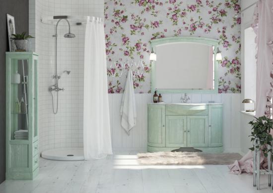ARREDO BAGNO MOBILE COUNTRY CHIC R214 cm.131 FINITURA DECAPE A SCELTA