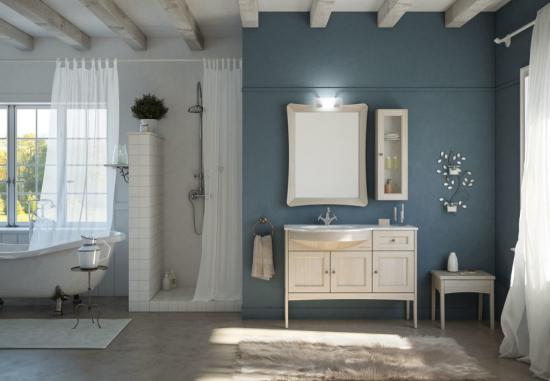 ARREDO BAGNO MOBILE COUNTRY CHIC R216 cm.114 FINITURA LEGNO A SCELTA