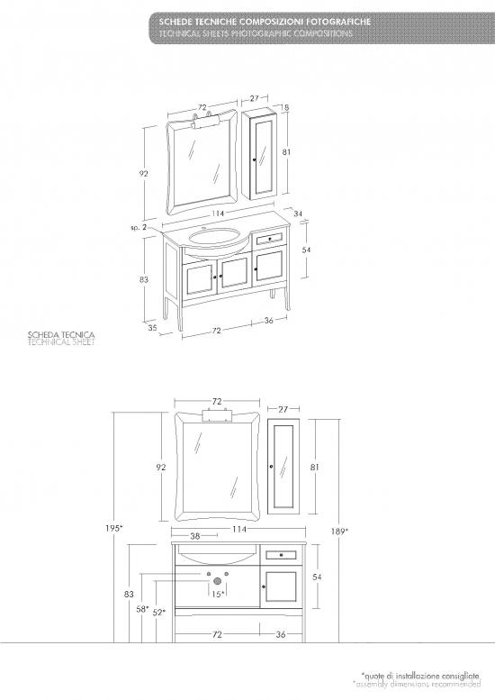 ARREDO BAGNO MOBILE COUNTRY CHIC R216 cm.114 FINITURA LEGNO A SCELTA