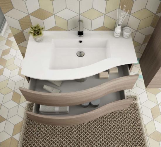 ARREDO BAGNO MOBILE FLEX 01 cm 90 SX FINITURA OLMO TERRA