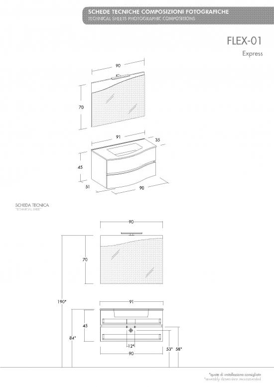 ARREDO BAGNO MOBILE FLEX 01 cm 90 SX FINITURA OLMO TERRA