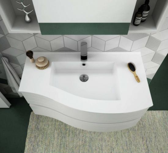 ARREDO BAGNO MOBILE FLEX 02 cm 90 DX FINITURA BIANCO LARIX