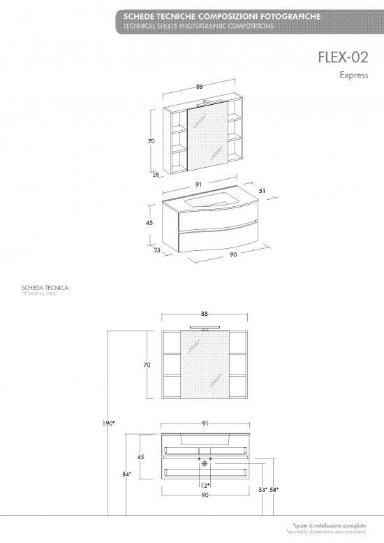 ARREDO BAGNO MOBILE FLEX 02 cm 90 DX FINITURA BIANCO LARIX