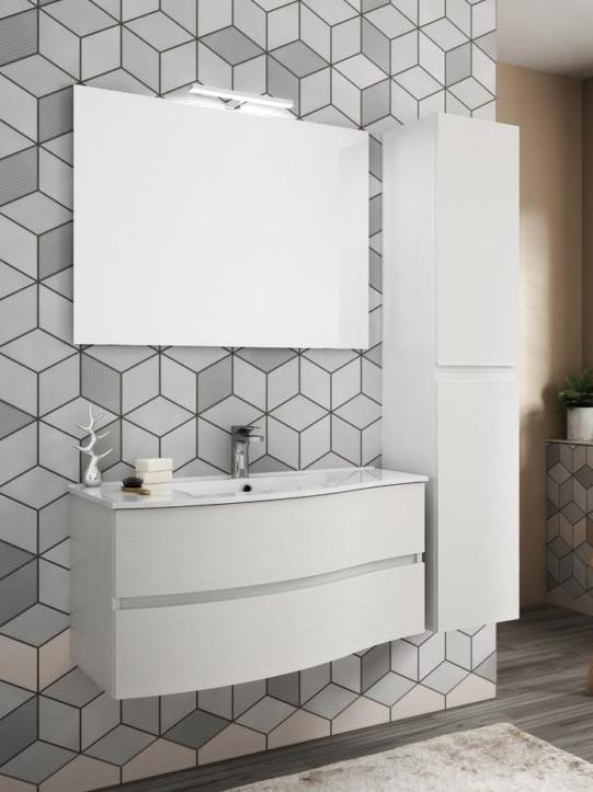 ARREDO BAGNO MOBILE FLEX 04 cm.90 SX +30 COLONNA FINITURA BIANCO LARIX