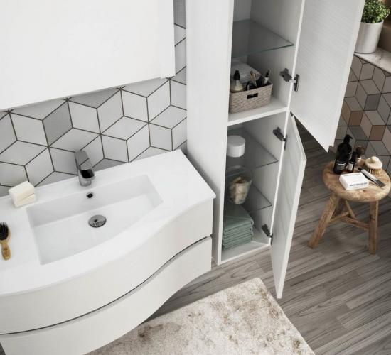 ARREDO BAGNO MOBILE FLEX 04 cm 90 SX +30 COLONNA FINITURA BIANCO LARIX