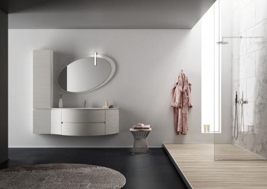 ARREDO BAGNO MOBILE FREEDOM CURVO FC02 cm 170 ROVERE GESSATO ARTICO
