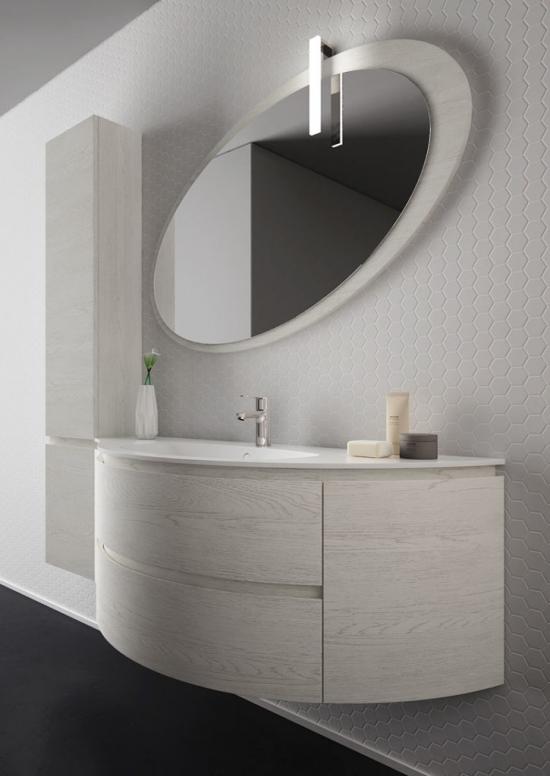 ARREDO BAGNO MOBILE FREEDOM CURVO FC02 cm 170 ROVERE GESSATO ARTICO