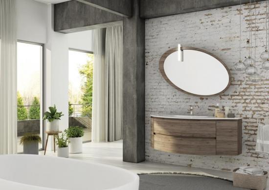 ARREDO BAGNO MOBILE FREEDOM CURVO F01 cm 150 ROVERE TERRA