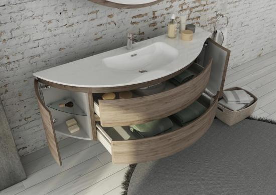 ARREDO BAGNO MOBILE FREEDOM CURVO FC03 cm 150 ROVERE TERRA