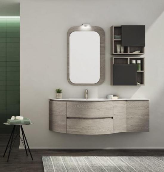 ARREDO BAGNO MOBILE FREEDOM F30 ROVERE GESSATO GRIGIO cm 155 LAVABO OCRITECH