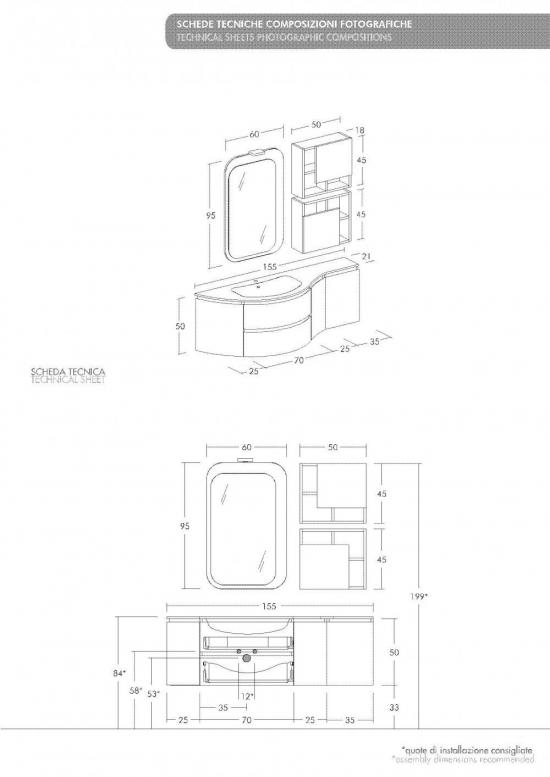 ARREDO BAGNO MOBILE FREEDOM FC01 ROVERE GESSATO GRIGIO cm 155 LAVABO OCRITECH
