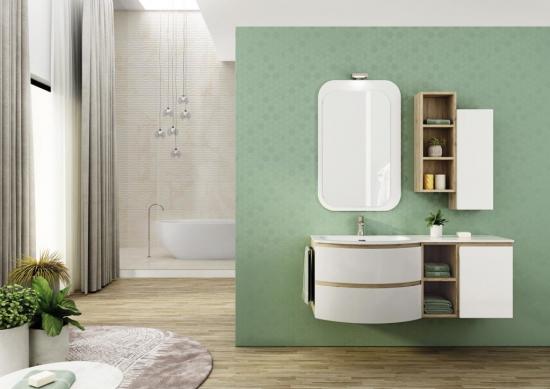 ARREDO BAGNO MOBILE FREEDOM FC05 cm 130 TOP POLITEK - LACCATO BIANCO LUCIDO