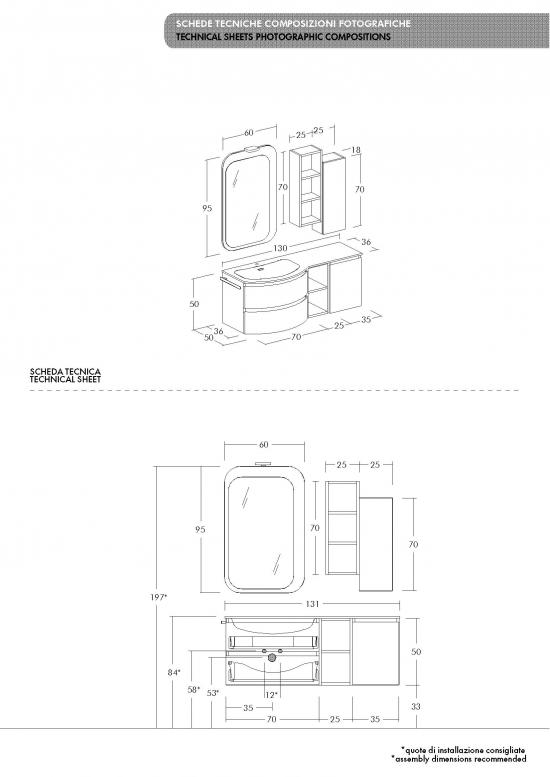 ARREDO BAGNO MOBILE FREEDOM F03 cm 130 TOP POLITEK - LACCATO BIANCO LUCIDO