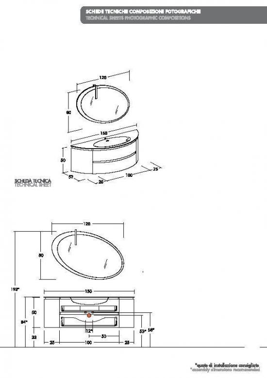 ARREDO BAGNO MOBILE FREEDOM FC07 cm 150 TOP VETRO MARRONE - ROVERE SABBIA