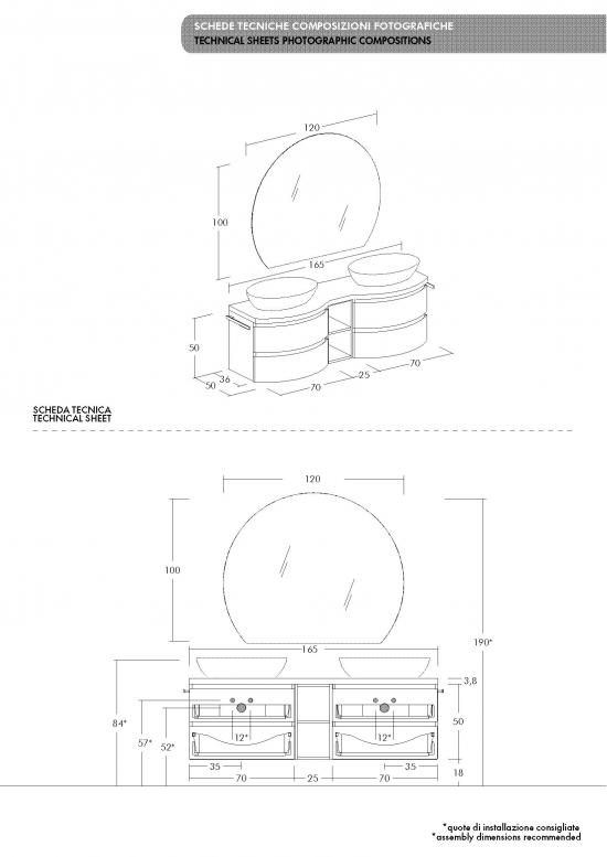 ARREDO BAGNO MOBILE FREEDOM FC08 cm 165 FINITURA NOCE VALIANT BIANCO LACCATO OPACO DOPPIO LAVABO APPOGGIO