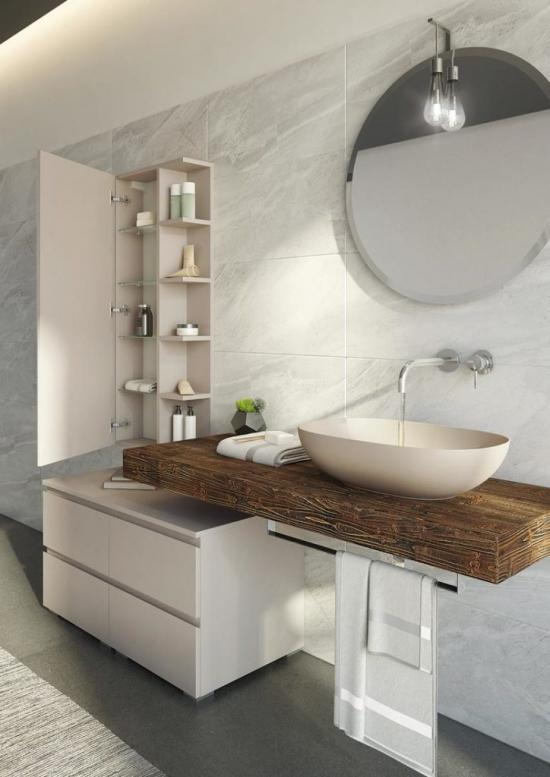 ARREDO BAGNO MOBILE FREEDOM FL 17 cm 190 TOP MASSELLO ABETE E LACCATO CANAPA OPACO