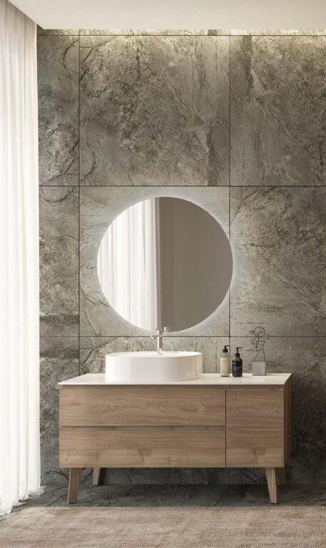 ARREDO BAGNO MOBILE FREEDOM FL01 cm 135 FINITURA NOCE VALIANT LAVABO APPOGGIO