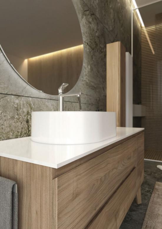 ARREDO BAGNO MOBILE FREEDOM FL01 cm 135 FINITURA NOCE VALIANT LAVABO APPOGGIO
