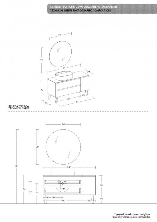 ARREDO BAGNO MOBILE FREEDOM FL01 cm 135 FINITURA NOCE VALIANT LAVABO APPOGGIO