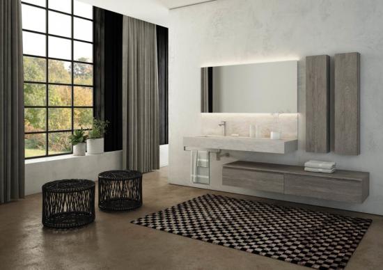 ARREDO BAGNO MOBILE FREEDOM F23 cm 235 TOP GRESS CERAMICO ARDESIA BIANCA