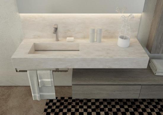 ARREDO BAGNO MOBILE FREEDOM F23 cm 235 TOP GRESS CERAMICO ARDESIA BIANCA