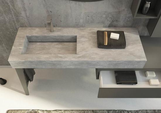 ARREDO BAGNO MOBILE FREEDOM FL16 cm 177 TOP GRESS ARDESIA - LACCATO GRIGIO OPACO