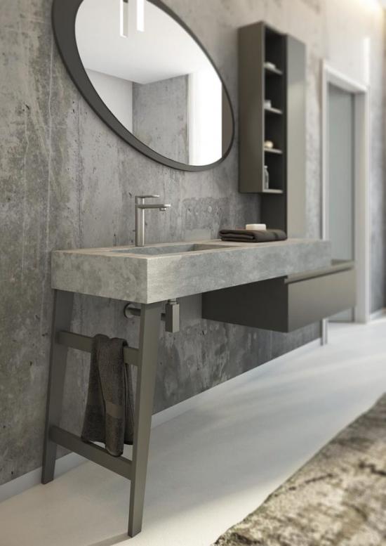 ARREDO BAGNO MOBILE FREEDOM F24 cm 177 TOP GRESS ARDESIA - LACCATO GRIGIO OPACO
